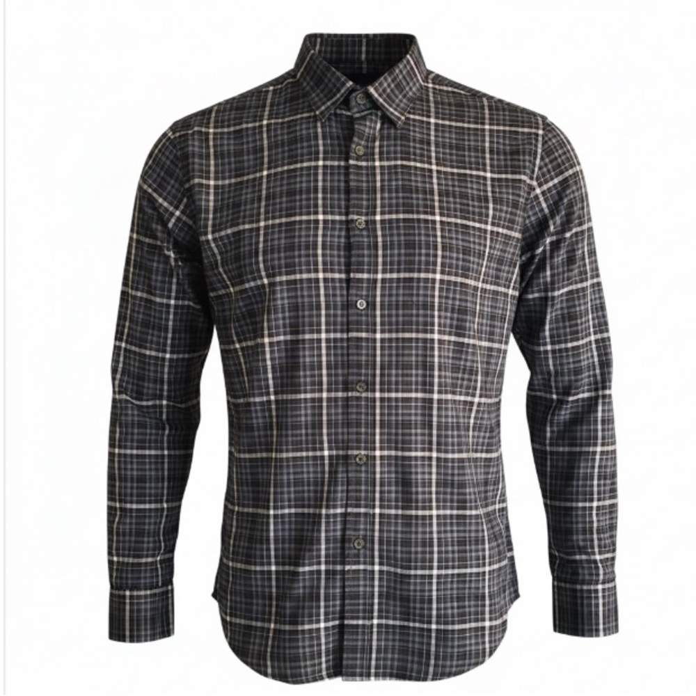 JOHN VARVATOS USA Plaid Shirt Large Cotton long sleeve button down  blue purple